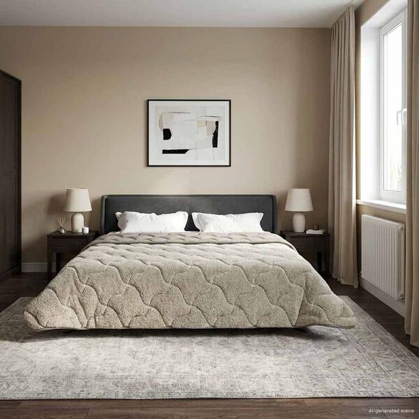 vidaXL Full &Aring;rs-Duvet Ljusgr&aring; 200 x 220 cm Mikrofiber och Teddyfleece