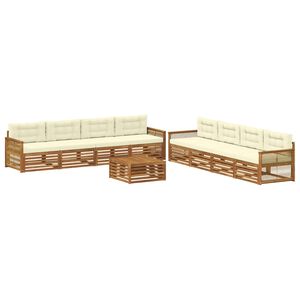 vidaXL Utomhussoffset med kudde 9 pcs Naturlig och Gr&auml;dde