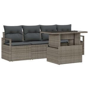 vidaXL Tr&auml;dg&aring;rdsoffset med lagring 5 pcs Gr&aring; Poly rattan