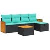 vidaXL Loungegrupp med dynor 6 delar svart konstrotting