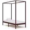 vidaXL S&auml;nghimmel utan madrass m&ouml;rkbrun massivt tr&auml; 90x200 cm