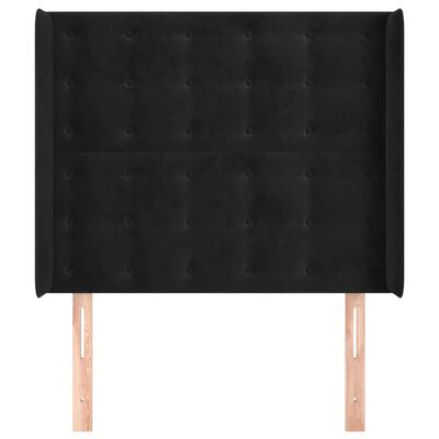 vidaXL Sänggavel med kanter svart 83x16x118/128 cm sammet