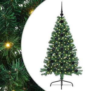 vidaXL Konstgjord F&ouml;rbelyst Julgran med 150 LED-lampor Gr&ouml;n 120 cm PVC
