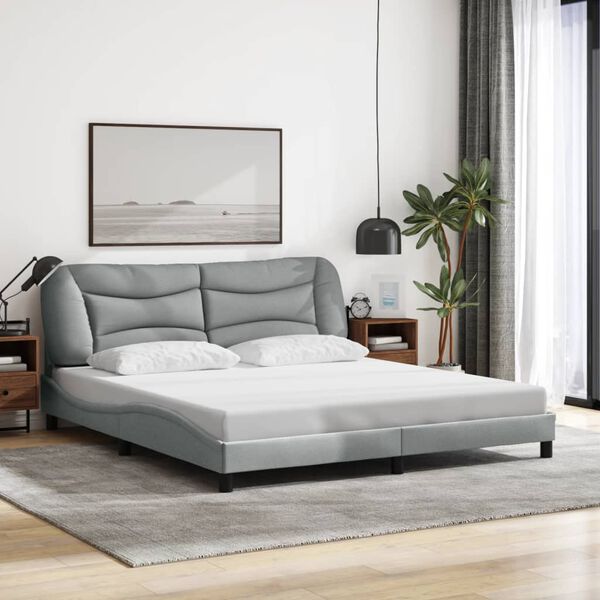 vidaXL Bed Frame without Mattress "Hvar" Light Grey 180x200 cm Fabric