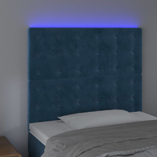 vidaXL S&auml;nggavel LED m&ouml;rkbl&aring; 80x5x118/128 cm sammet