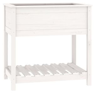 vidaXL Odlingsl&aring;da med hylla vit 82,5x54x81 cm massiv furu