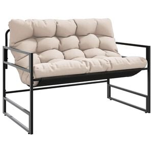vidaXL Tr&auml;dg&aring;rdsb&auml;nk med dyna taupe 113 cm st&aring;l