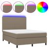 vidaXL Rams&auml;ng med madrass & LED taupe 140x190 cm tyg