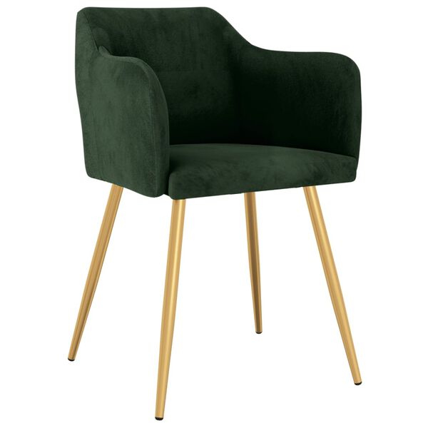 vidaXL Matstolar 2 st m&ouml;rkgr&ouml;n sammet