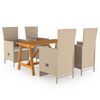 vidaXL Matgrupp f&ouml;r tr&auml;dg&aring;rden 5 delar beige
