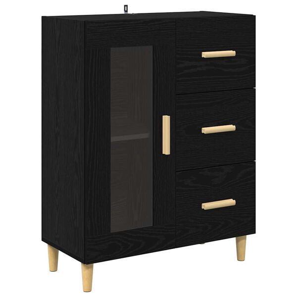 vidaXL Sideboard med l&aring;da Svart Ek 69,5 x 34 x 90 cm Konstruerat tr&auml;