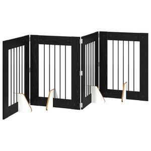 vidaXL F&auml;llbar hundgrind med stativ 4 st Svart ek 241 cm