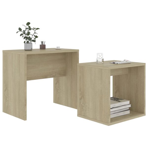 vidaXL Soffbord set sonoma-ek 48x30x45 cm konstruerat trä