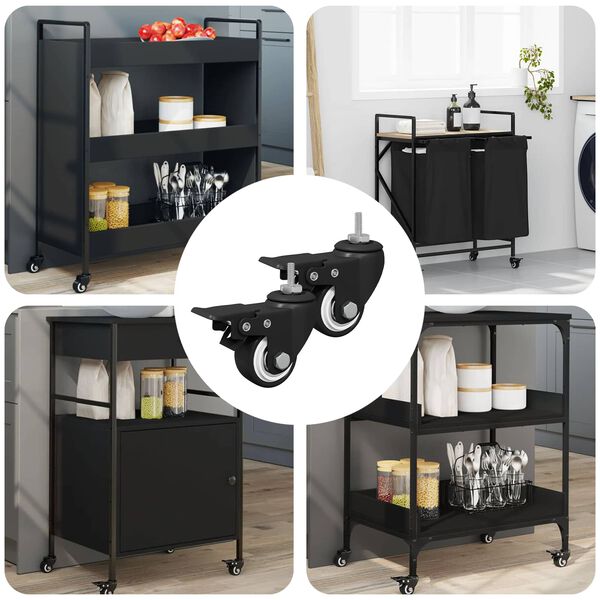 vidaXL Hjul 2 pcs Svart M6 x 37 mm J&auml;rn och nylon