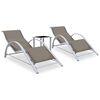 vidaXL Sols&auml;ngar 2 st med bord aluminium taupe