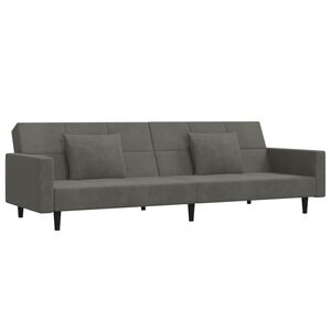 vidaXL B&auml;ddsoffa 2-sits med tv&aring; kuddar m&ouml;rkgr&aring; sammet