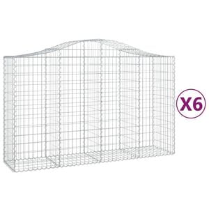 vidaXL Gabioner b&aring;gformade 6 st 200x50x120/140 cm galvaniserat j&auml;rn