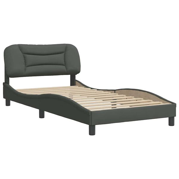vidaXL Bed Frame without Mattress "Hvar" Dark Grey 100x203 cm Fabric