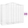 vidaXL Gabioner b&aring;gformade 9 st 200x50x160/180 cm galvaniserat j&auml;rn