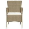 vidaXL Matgrupp för trädgården med dynor 7 delar konstrotting beige