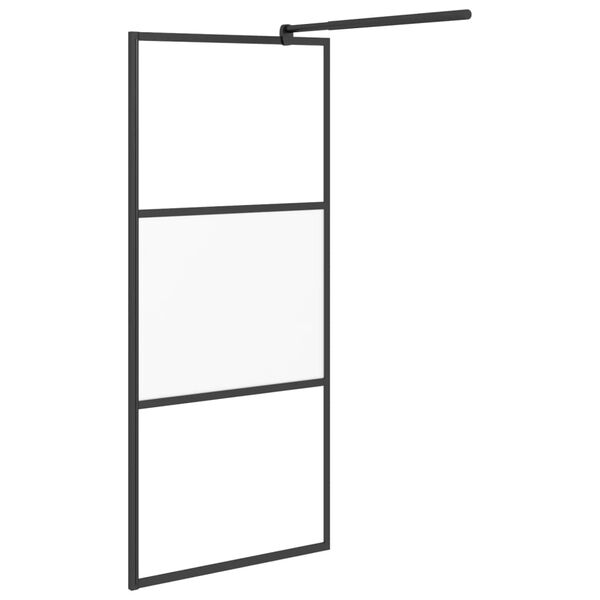 vidaXL Duschv&auml;gg 90x195 cm halvfrostat ESG-glas svart