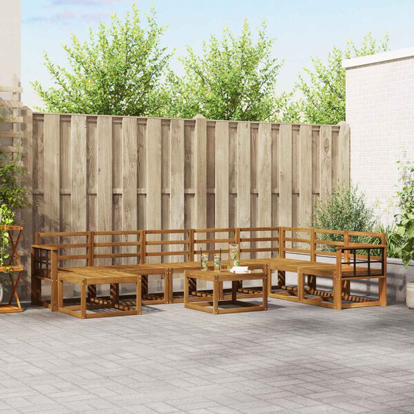 vidaXL Utomhussoffset 9 pcs Naturf&auml;rg Massivt Akaciatr&auml;