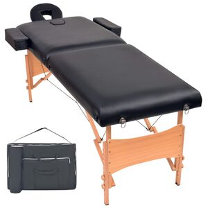 vidaXL Hopf&auml;llbar massageb&auml;nk 2 sektioner 10 cm tjock svart