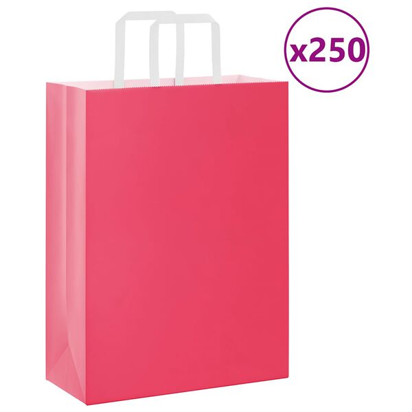 vidaXL Pappersp&aring;sar 250 st med handtag rosa 26x12x35 cm