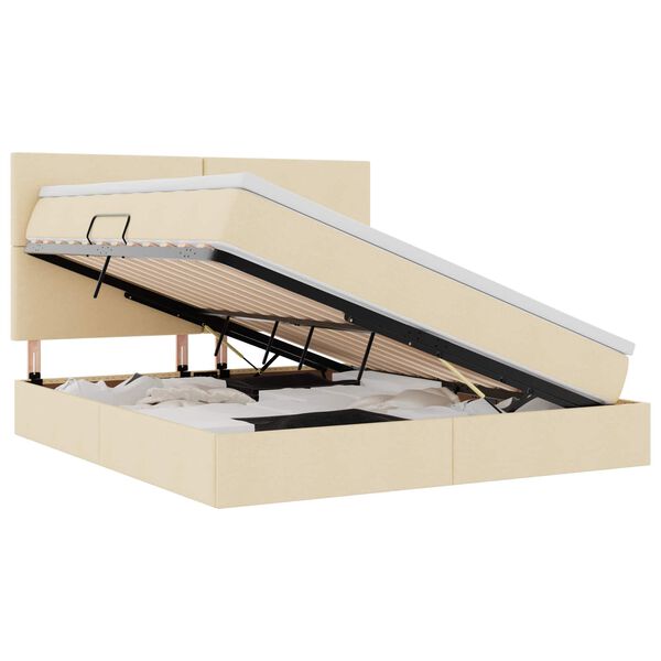 vidaXL F&ouml;rvaringss&auml;ng med LED med madrass Kr&auml;m 160 x 200 cm Polyester