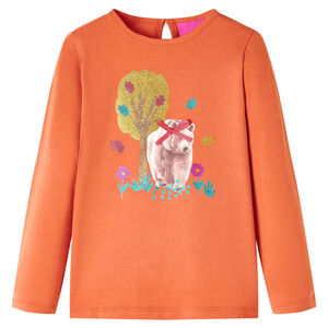 T-shirt med l&aring;nga &auml;rmar f&ouml;r barn stark orange 140