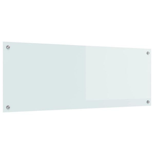 vidaXL K&ouml;kspl&aring;nbak Vit 110 x 40 x 0,6 cm h&auml;rdat glas