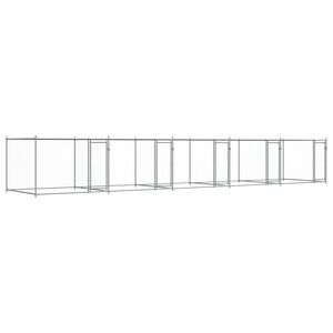 vidaXL Hundg&aring;rd med d&ouml;rrar gr&aring; 10x2x1,5 cm galvaniserat st&aring;l