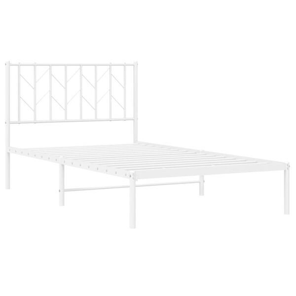 vidaXL Sängram med huvudgavel metall vit 100x190 cm