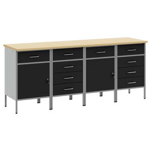 vidaXL Arbetskabinett med l&aring;da 4 st Svart och Gr&aring; 200 x 55 x 85 cm