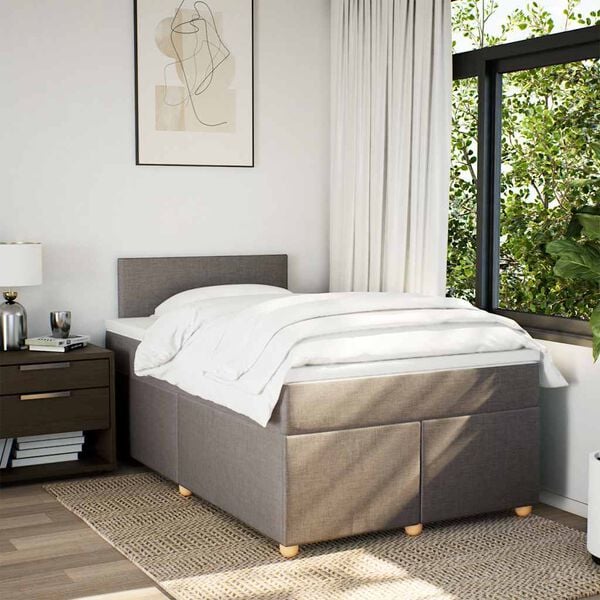 vidaXL Rams&auml;ng med madrass taupe 120x190 cm tyg