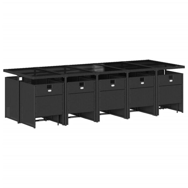 vidaXL Matgrupp f&ouml;r tr&auml;dg&aring;rden med dynor 15 delar svart konstrotting