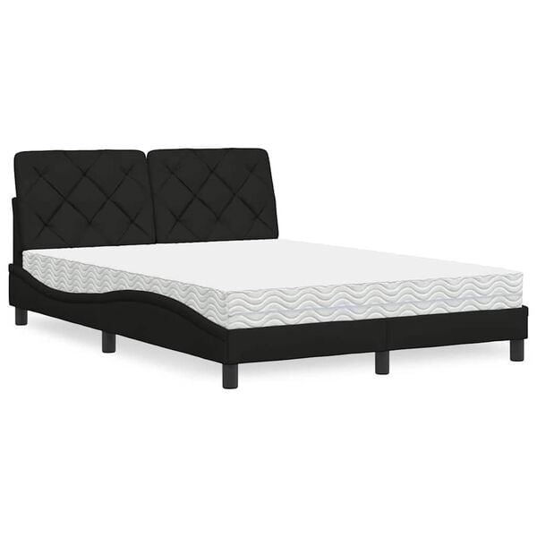 vidaXL Bed with Mattress Black 120x200 cm Fabric