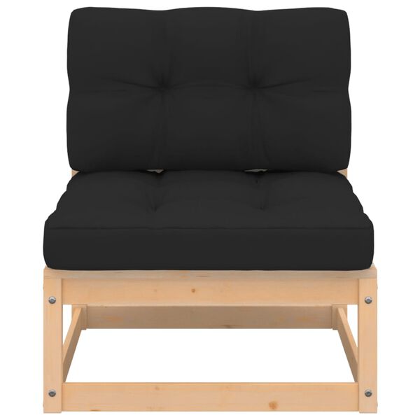 vidaXL Mittensoffa med dynor massiv furu