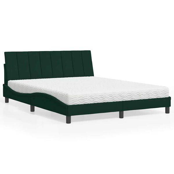 vidaXL Bed with Mattress "Hanko" Dark Green 160x200 cm Velvet