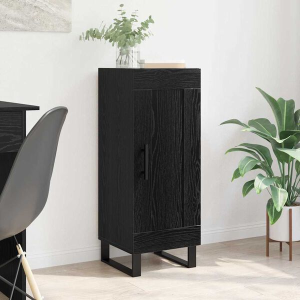 vidaXL Sideboard Svart Ek 34,5 x 34 x 90 cm Konstruerat tr&auml; och j&auml;rn