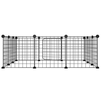 vidaXL Husdjursbur svart 12 paneler 35x35 cm stål