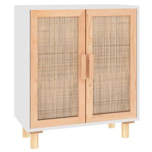 vidaXL Sk&auml;nk vit 60x30x70 cm massiv furu och naturlig rotting
