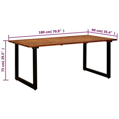 vidaXL Trädgårdsbord med U-formade ben 180x90x75 cm massivt akaciaträ