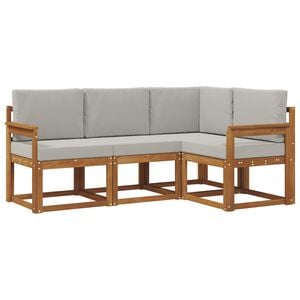 vidaXL Utomhussoffset med kudde 4 pcs Naturlig och Ljus Gr&aring;