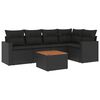 vidaXL Loungegrupp med dynor 6 delar svart konstrotting