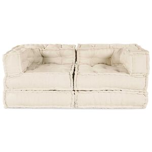 vidaXL Modulsofa enhet 2 st Tyg Gr&auml;ddvit 140 x 70 x 56 cm