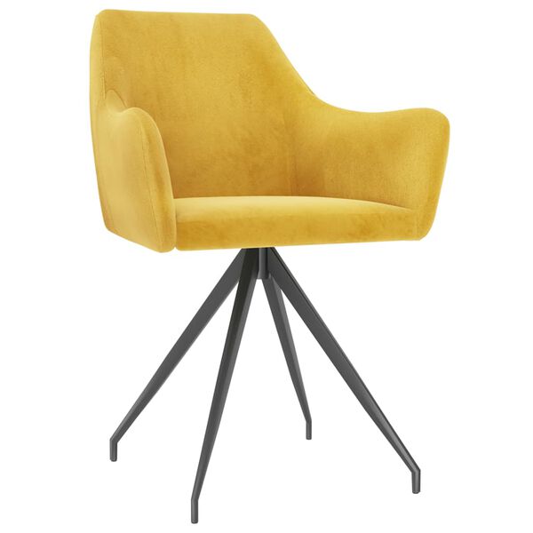 vidaXL Matstolar 2 st gul sammet