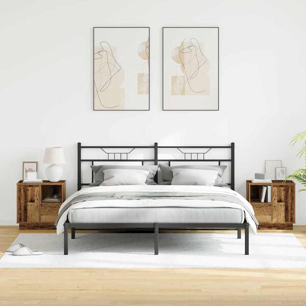 vidaXL Nattduksbord med låda 2 pcs Gammalt trä 50 x 34,5 x 50 cm