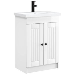 vidaXL Badrumsm&ouml;belset Vit h&ouml;gglans 56 x 37,5 x 81 cm Konstruerat tr&auml;