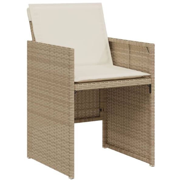 vidaXL Bistrogrupp med dynor 3 delar beige konstrotting